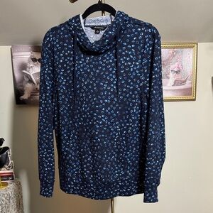 EUC Zac & Rachel Navy and Light Blue Patterned Sweater Hoodie Soft